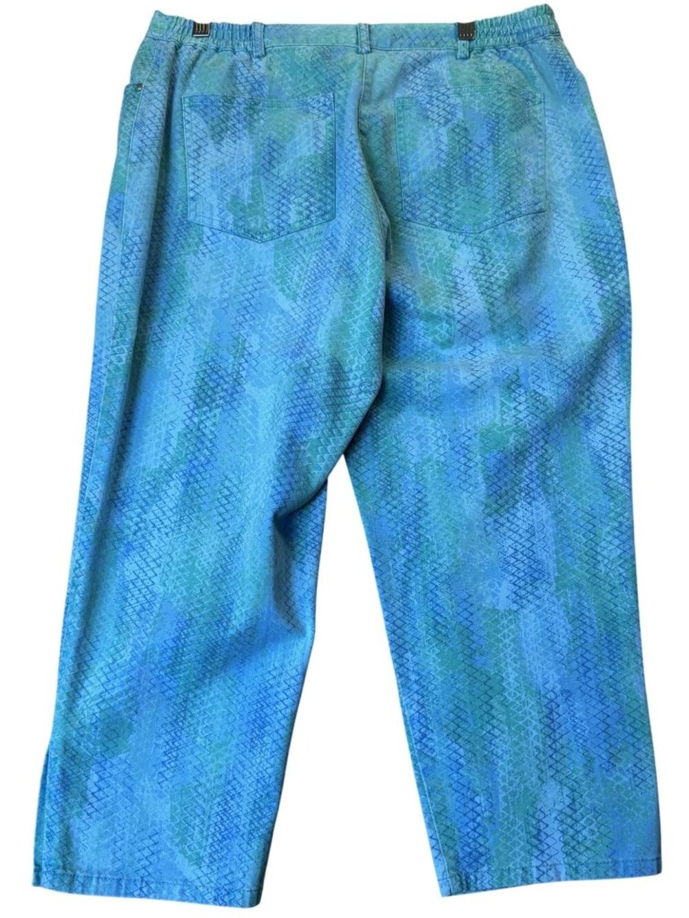 Ruby Rd. Womens Cropped Pants Blue Python Snakeskin Print Stretch - 14 - Picture 2 of 13